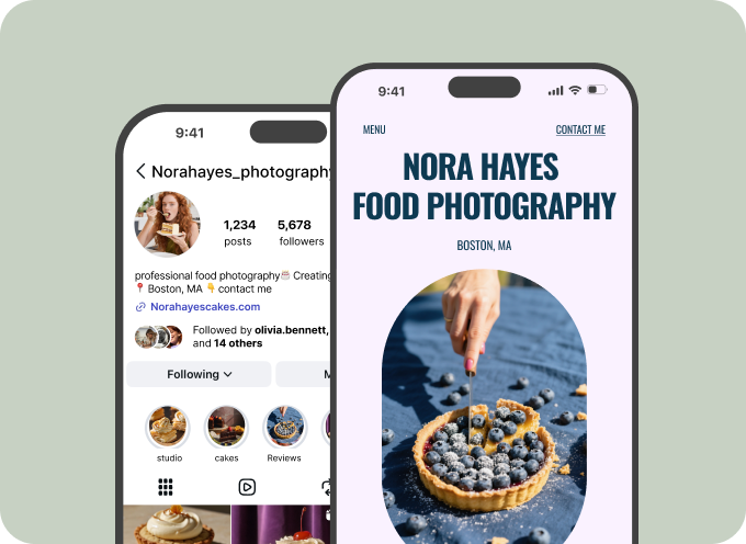 Instagram profile transformed into a professional website